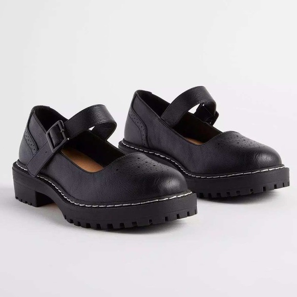 torrid Shoes - Torrid Black Faux Leather Perforated Mary Jane Flats Lug Sole 11WW